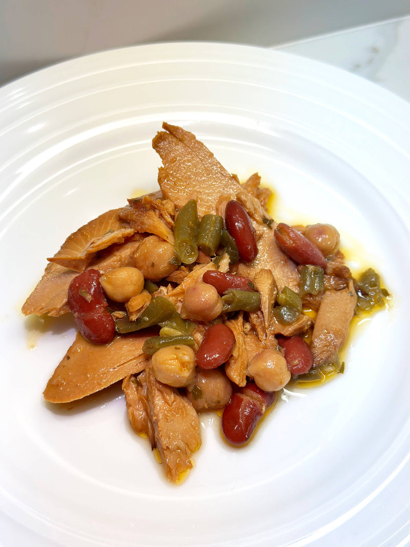 Natural Catch Sweet Bean tuna served with red kidney beans, chickpeas and green beans
