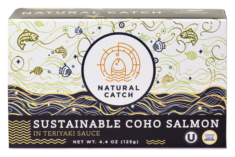 Natural Catch Coho Salmon in Teriyaki Sauce, front of box