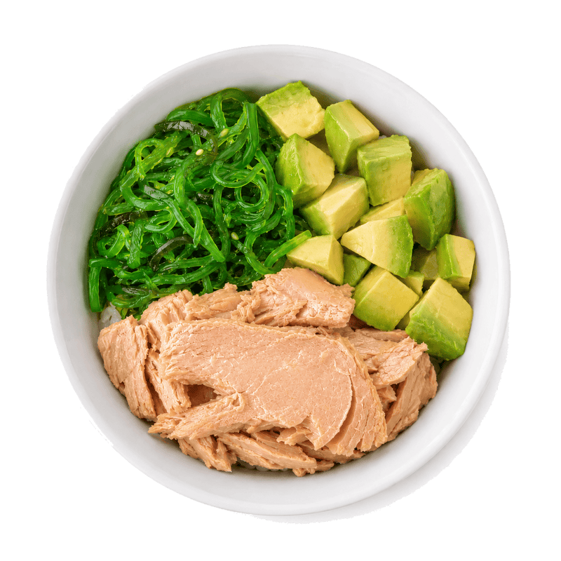 Natural Catch yellowfin tuna bowl with avocado and seaweed salad